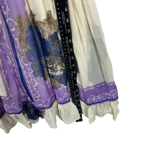 Anthropologie x Lil 100% Silk, Ivory and Purple Floral Dress, Size‎ 2-4 - Picture 7 of 13